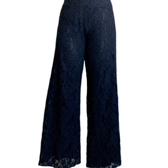 ELAN Black Lace Wide Leg Palazzo Pants Jr Sz Large (27 x 28) #15J - Picture 3 of 8